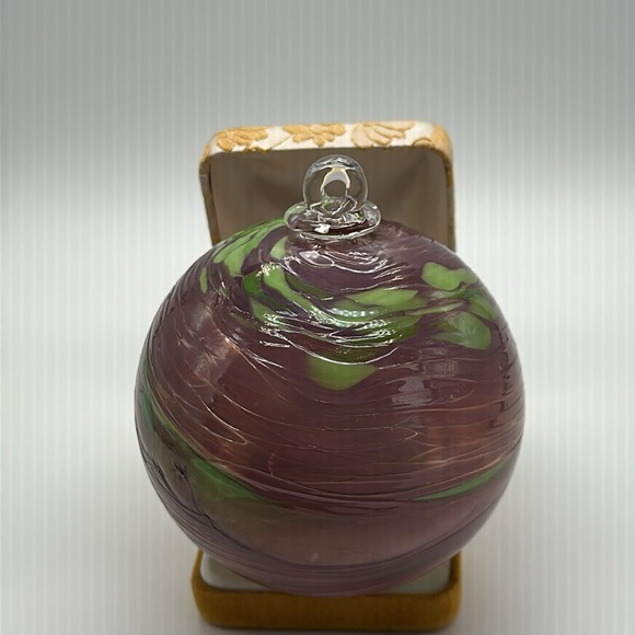 Hand Blown Glass Ball Purple Pink Green Orb Suncatcher Ornament - Picture 2 of 8